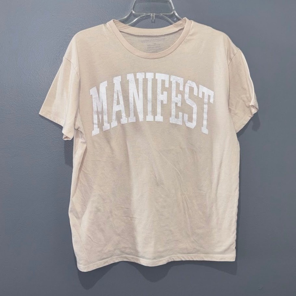 Grayson Threads T Shirt Womens XL Tan Cotton Blend Manifest Graphic Tee Casual